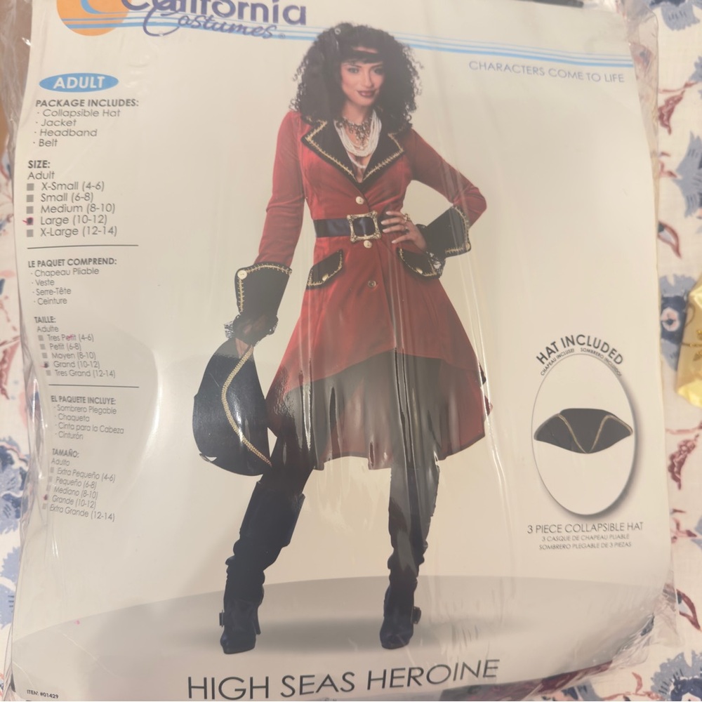 California Costumes High Seas Heroine Costume- women’s pirate costume size large - Picture 2 of 2